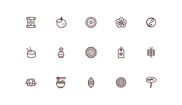 Bunt av chinesse nytt år uppsättning ikoner — Stock vektor
