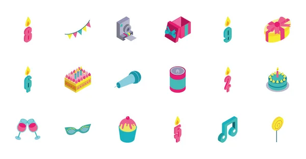 Bundel van verjaardag viering set pictogrammen — Stockvector