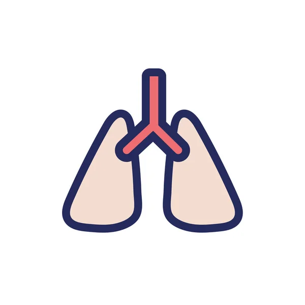 Pulmón órgano humano aislado icono — Vector de stock