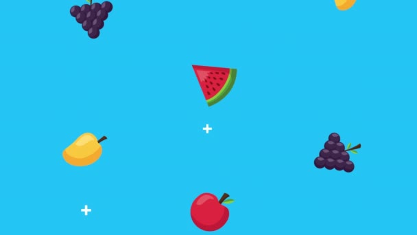 Gyümölcs eső egészséges élelmiszer — Stock videók