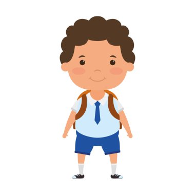 Sevimli küçük öğrenci çocuk karakteri