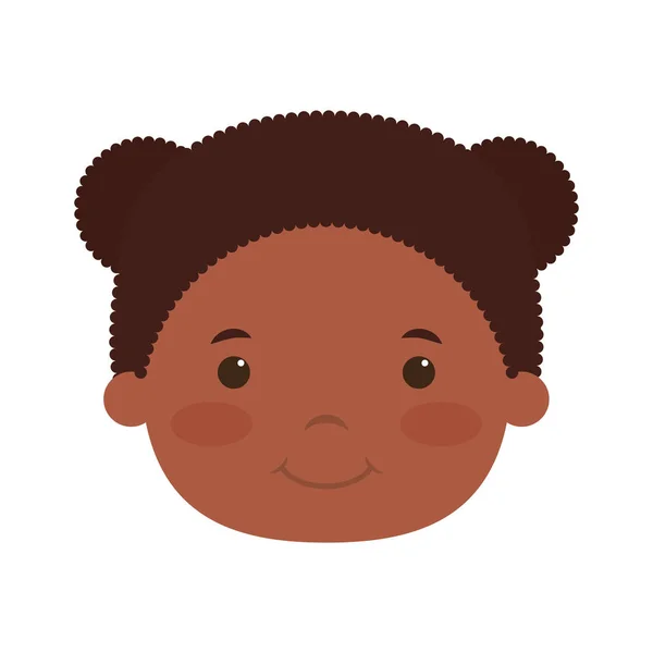 Afro petite fille tête personnage — Image vectorielle