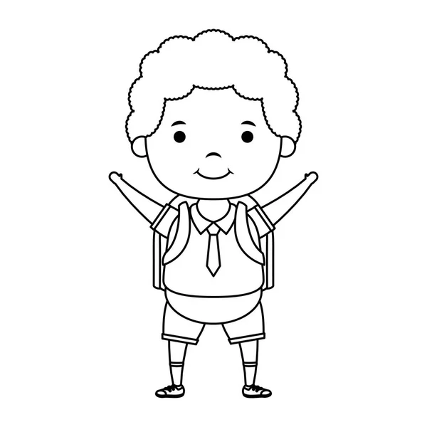 Lindo pequeño estudiante chico carácter — Vector de stock