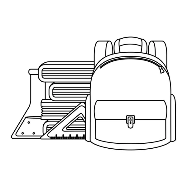 Schoolbag with books and supplies — Stock Vector