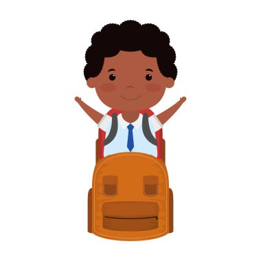 Okul çantasındaki karakteri olan afro çocuk.