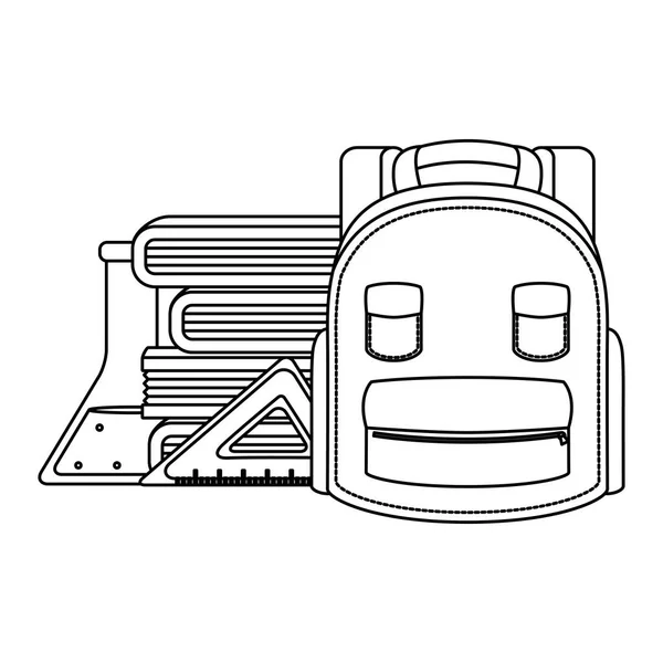 Kitaplar ve malzemelerle dolu okul çantası — Stok Vektör
