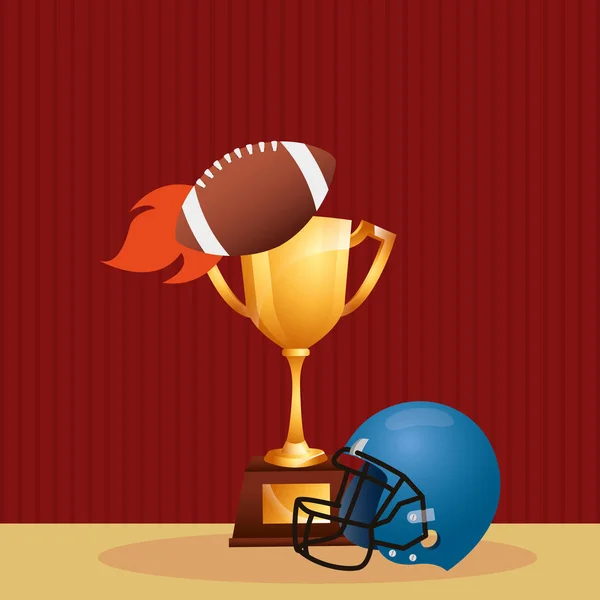 Poster sportivo superbowl con trofeo e casco — Vettoriale Stock