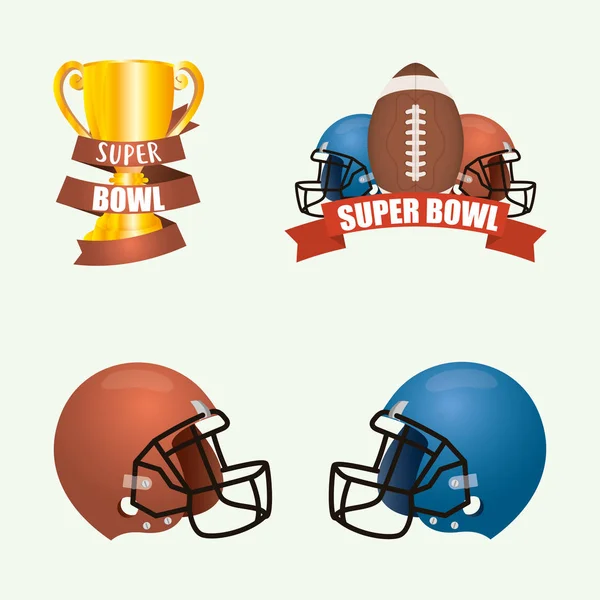 Póster deportivo superbowl con iconos de equipo conjunto — Archivo Imágenes Vectoriales