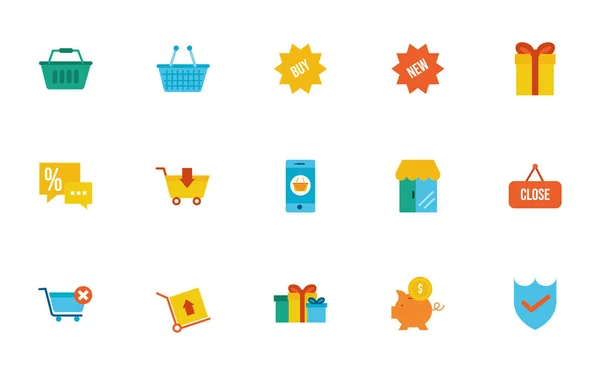 Pakiet ikon zestawów zakupów — Wektor stockowy