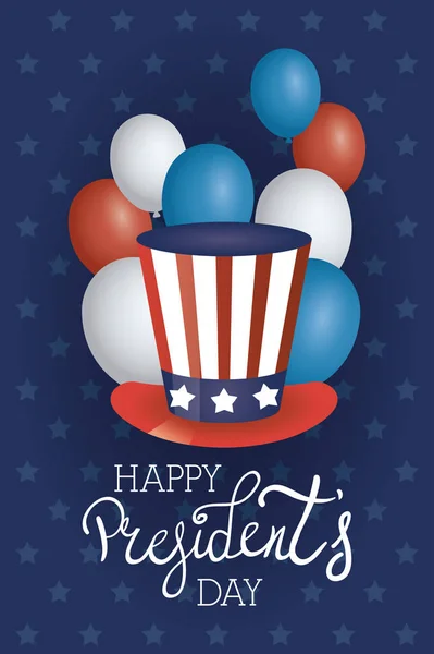 Cartaz dia presidentes com EUA tophat e balões de hélio —  Vetores de Stock