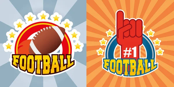 Poster sportivo superbowl con guanto numero uno e palloncino — Vettoriale Stock