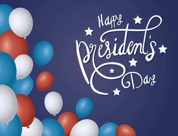快乐总统日气球氦气 — 图库矢量图片
