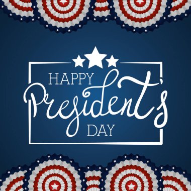 happy presidents day with lettering and usa flag