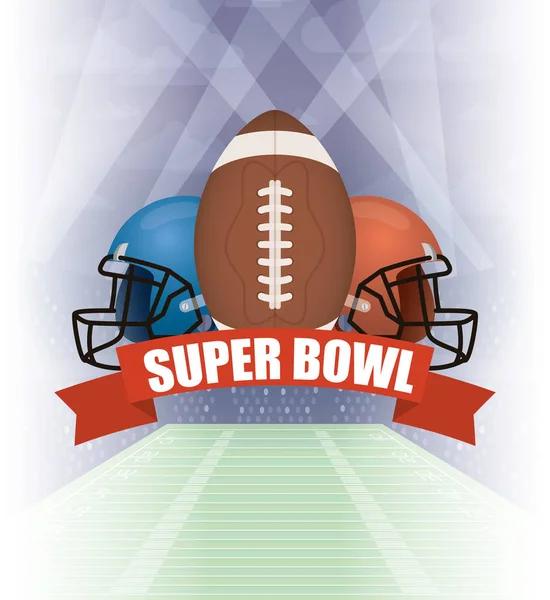 Superbowl Sport Poster mit Helmen und Ballonrahmen — Stockvektor