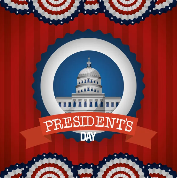 Glückliche Präsidenten Tag Plakat mit Weißem Haus — Stockvektor