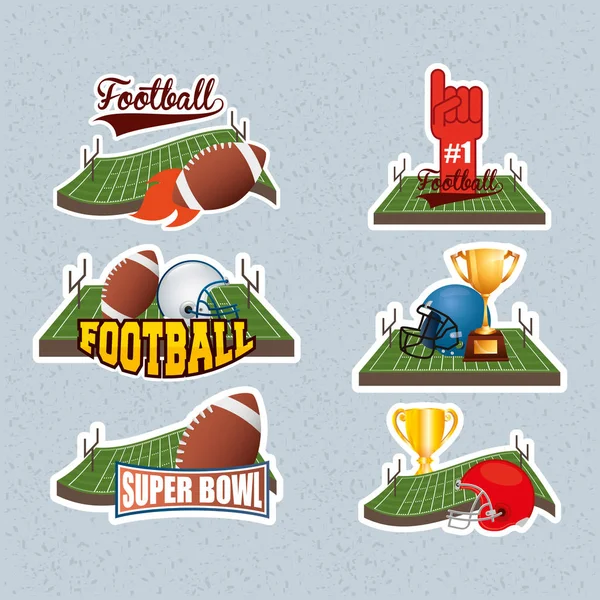 Superbowl sport poster with set equipment icons — Stock Vector