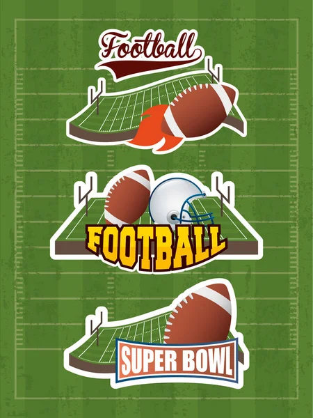 Cartaz esporte superbowl com ícones de equipamento definido —  Vetores de Stock