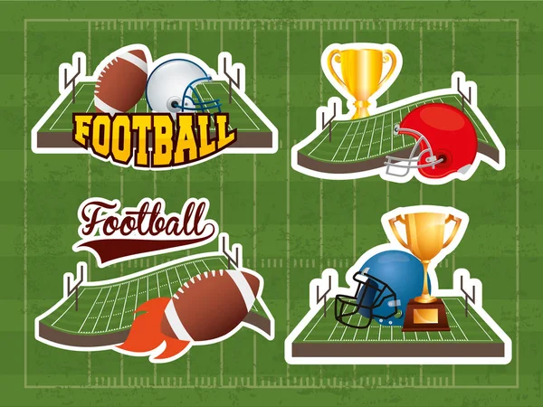 Cartaz esporte superbowl com ícones de equipamento definido — Vetor de Stock