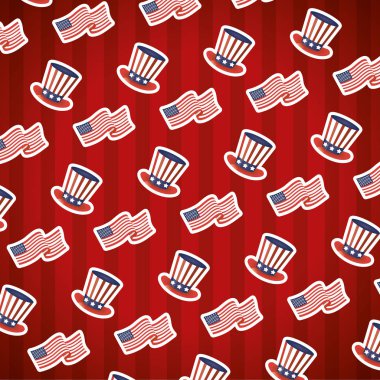 Mutlu başkanlar günü silindir şapkalar ve ABD bayrakları deseni