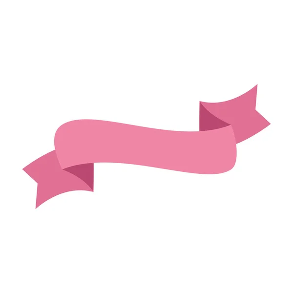 Elegant ribbon pink color isolated icon — ストックベクタ