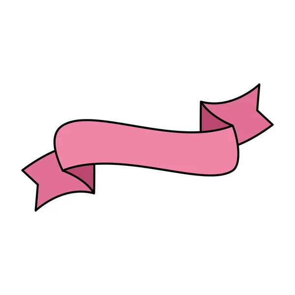 Elegant ribbon pink color isolated icon — 스톡 벡터