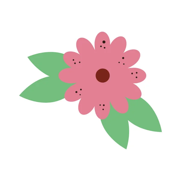 Милый цветок натуральный с листочками изолированный значок — стоковый вектор