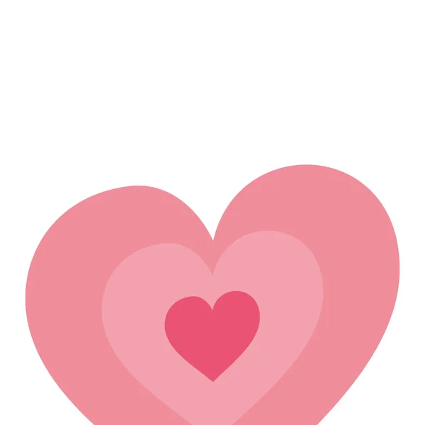 Lindo corazones amor aislado icono — Vector de stock