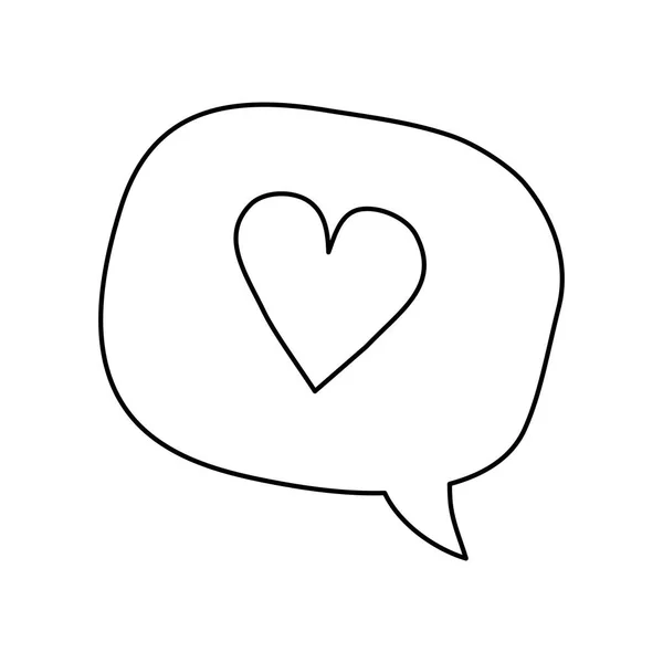 Cute heart in speech bubble isolated icon — Stock Vector