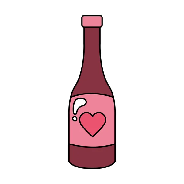 Bottle of wine with heart isolated icon — ストックベクタ