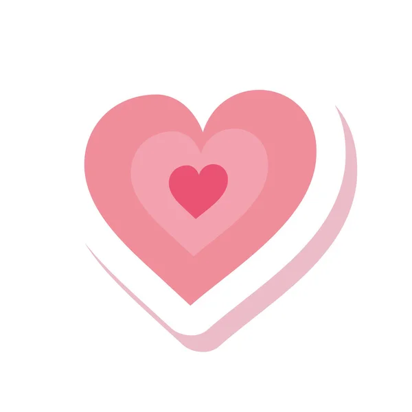 Lindo corazones amor aislado icono — Vector de stock