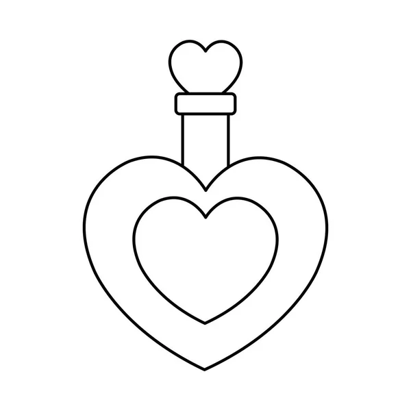 Аромат з пляшкою серця ізольована іконка — стоковий вектор