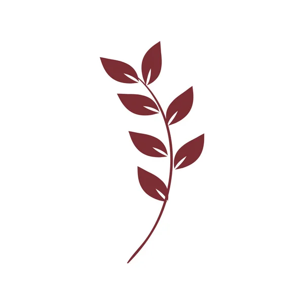 Ramo con foglie natura isolata icona — Vettoriale Stock