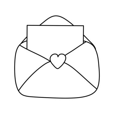 kalp izole simgesi ile zarf posta