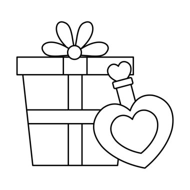 Hediye kutusu ve kalp şişeli güzel koku.