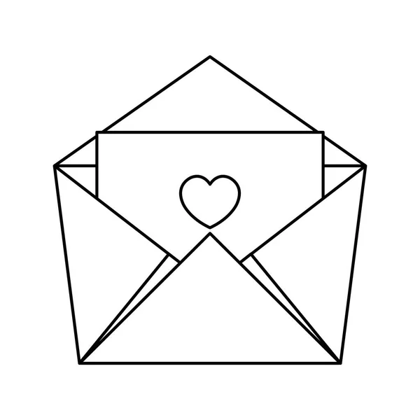 Enveloppe mail avec icône isolée coeur — Image vectorielle