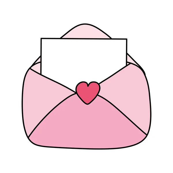 Envelop mail met hart geïsoleerd icoon — Stockvector