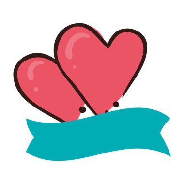 Kurdele izole edilmiş şirin kalpler.