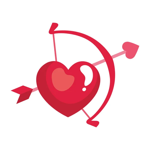 Corazón lindo con arco Cupido aislado icono — Vector de stock