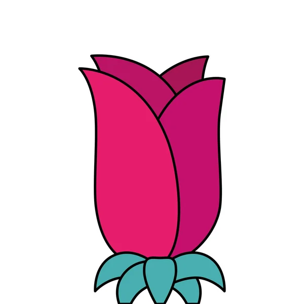 可愛いバラの花自然孤立アイコン — ストックベクタ