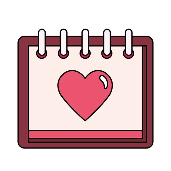 Calendar with heart isolated icon — Stock Vector