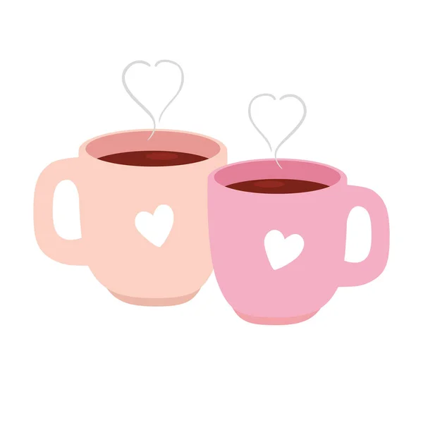 Tasses café délicieux icône isolée — Image vectorielle