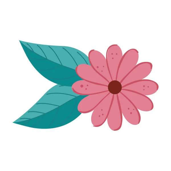 Linda flor natural con hojas icono aislado — Vector de stock