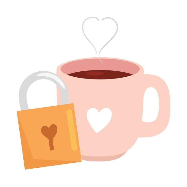 Xícara de café com cadeado ícone isolado —  Vetores de Stock