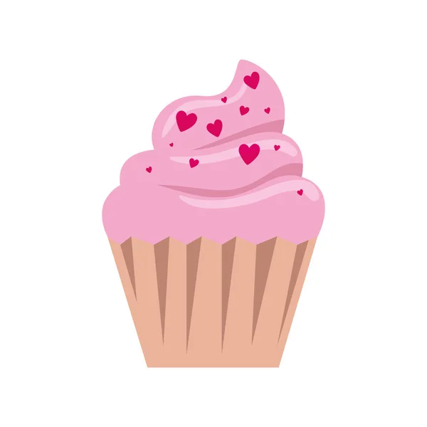 Delicious cupcake pastry isolated icon — 스톡 벡터
