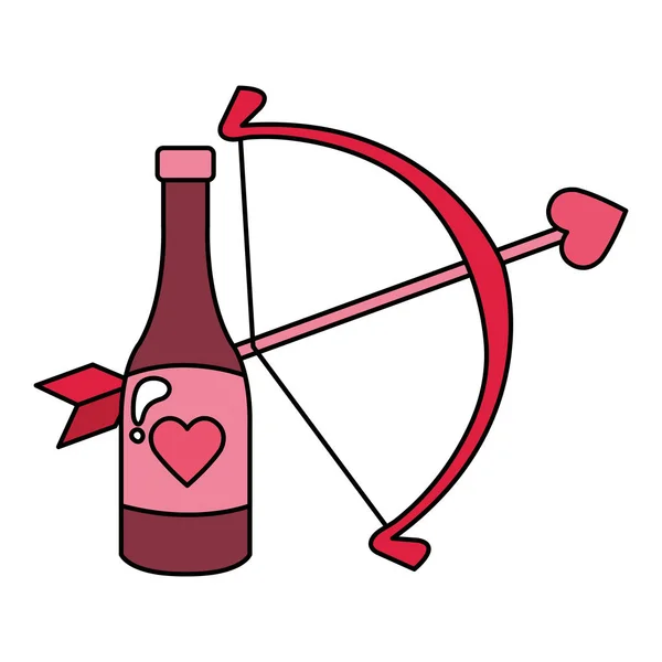 コップと矢をボトルワイン分離アイコンでアーチ — ストックベクタ