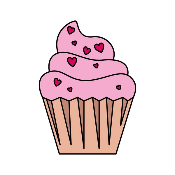 Delicious cupcake pastry isolated icon — Stock Vector