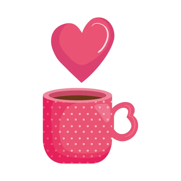 Cup coffee with heart isolated icon — 스톡 벡터