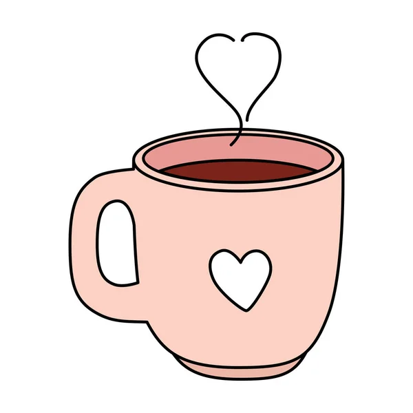 Cup coffee with heart isolated icon — 스톡 벡터