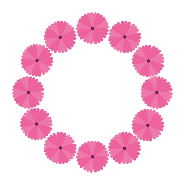 Ram cirkulär av blommor isolerad ikon — Stock vektor