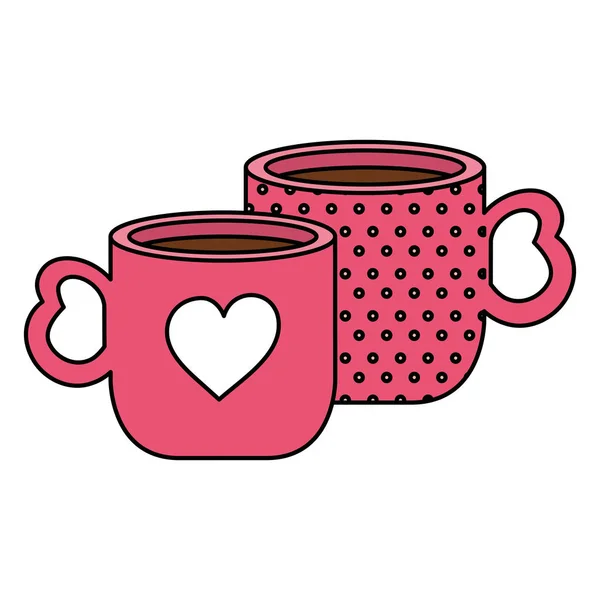 Cups coffee delicious isolated icon — ストックベクタ